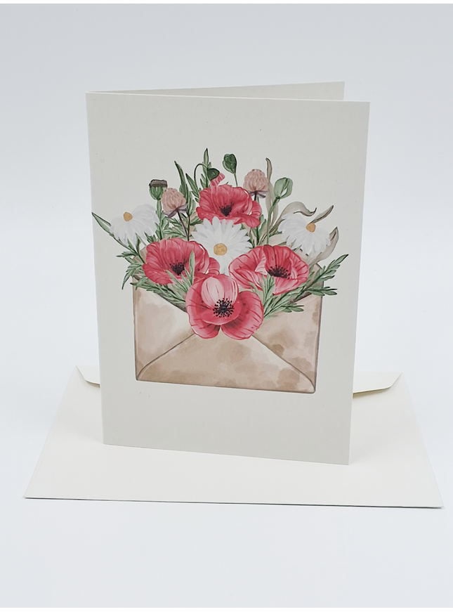 Wenskaart enveloppe met bloemen (F10079)