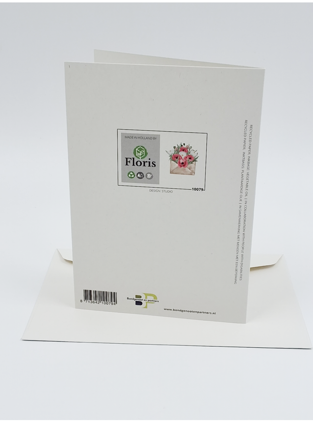 Wenskaart enveloppe met bloemen (F10079)