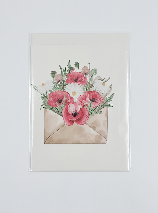 Wenskaart enveloppe met bloemen (F10079)