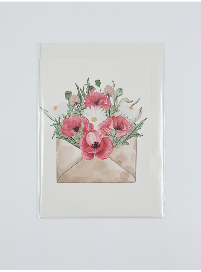Wenskaart enveloppe met bloemen (F10079)