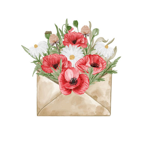 Wenskaart enveloppe met bloemen (F10079)