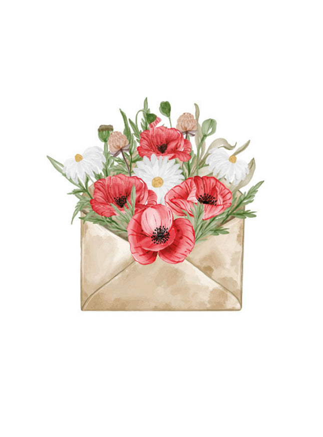 Wenskaart enveloppe met bloemen (F10079)