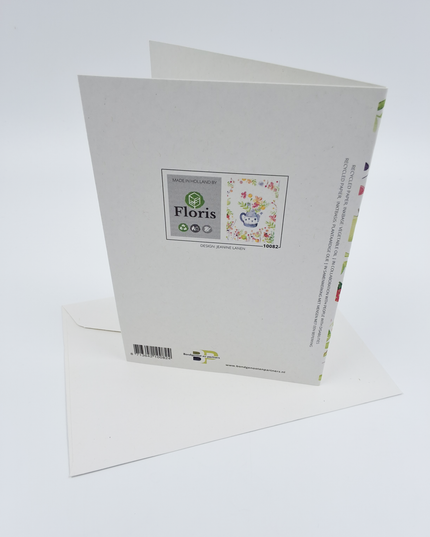 Greeting card teapot with flowers (F10082)