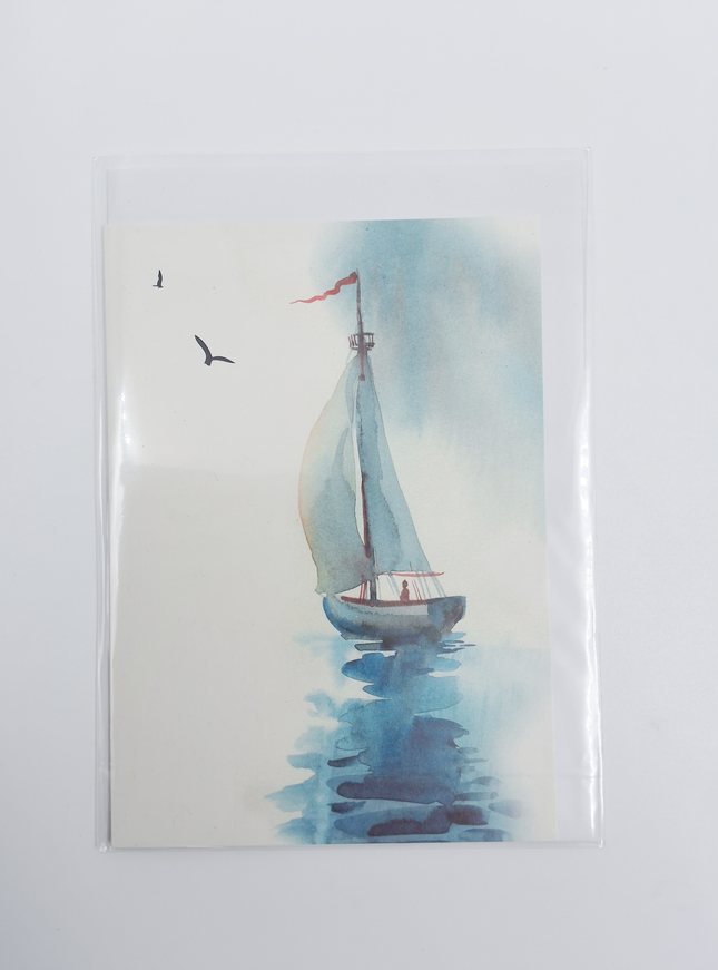 Wenskaart zeilboot (F10086)