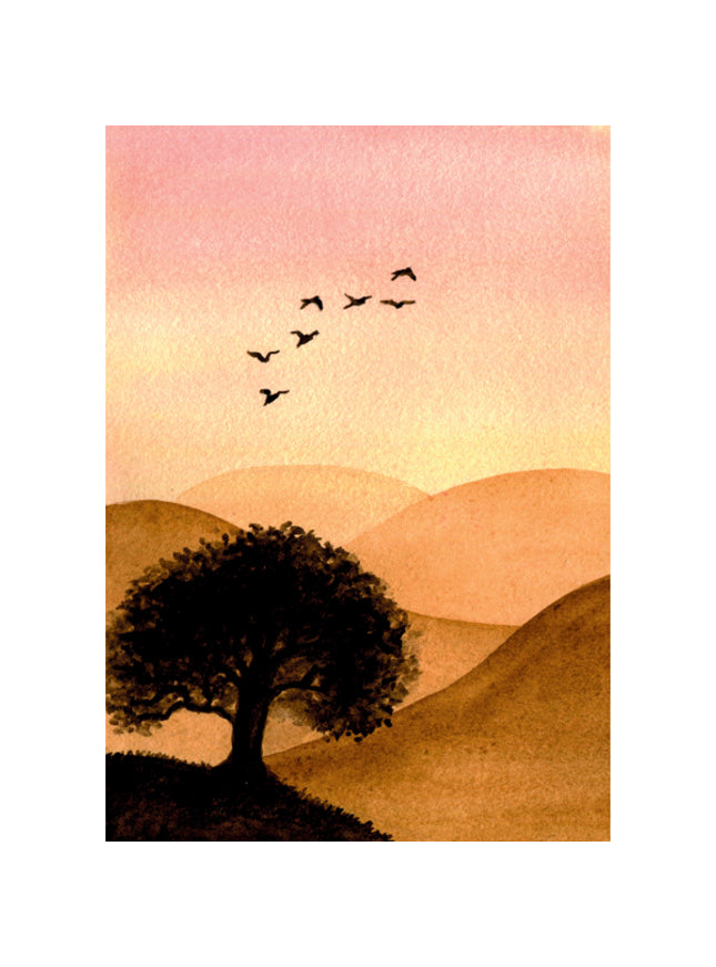Wenskaart boom en vogels (F10088)