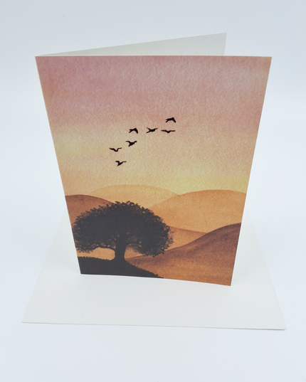 Greeting card tree and birds (F10088)