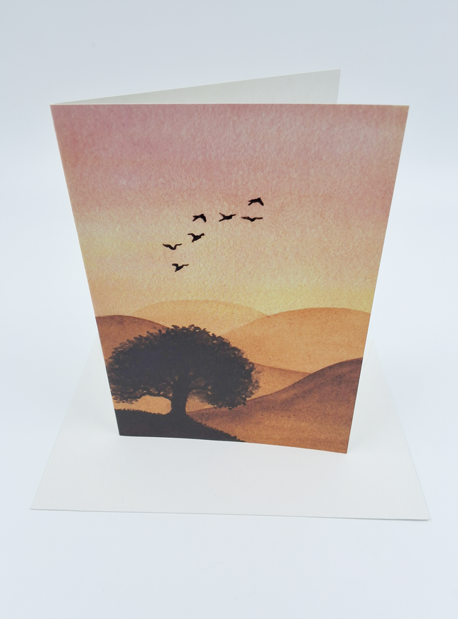 Wenskaart boom en vogels (F10088)