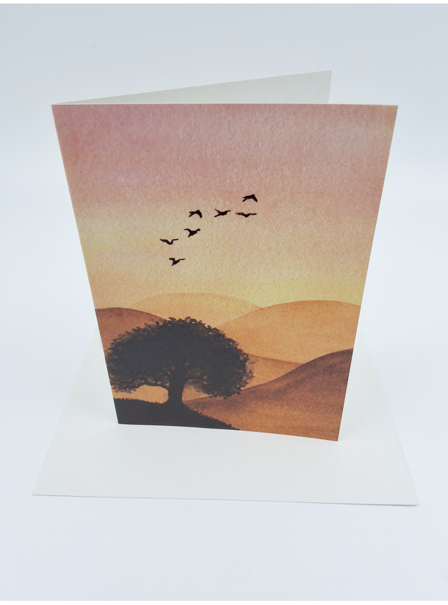 Wenskaart boom en vogels (F10088)