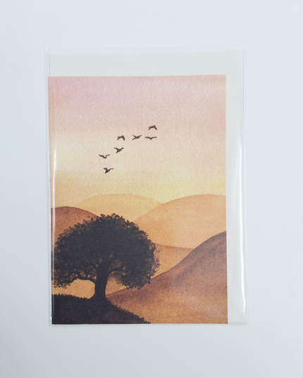 Greeting card tree and birds (F10088)