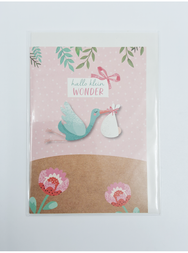 Wenskaart hallo klein wonder meisje (F10092)