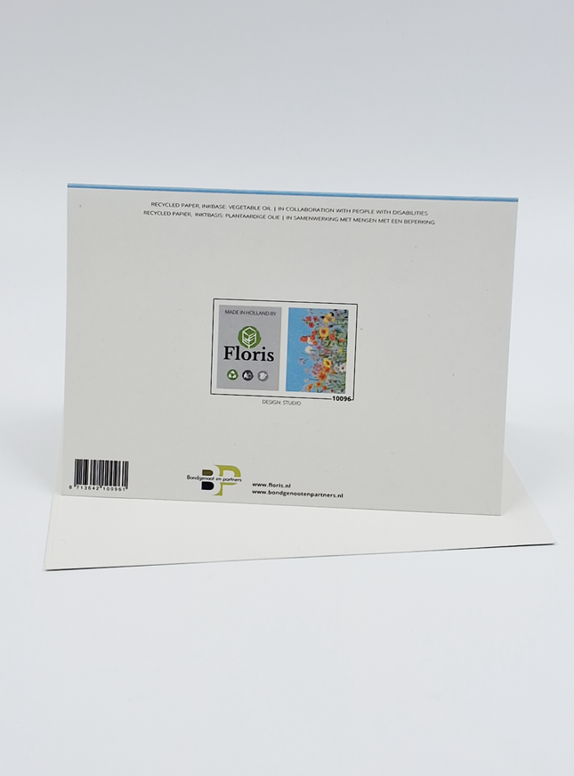 Wenskaart bloemen en blauwe lucht (F10096)