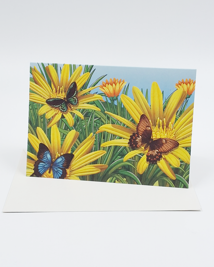 Greeting card butterflies and yellow flowers (F10099)