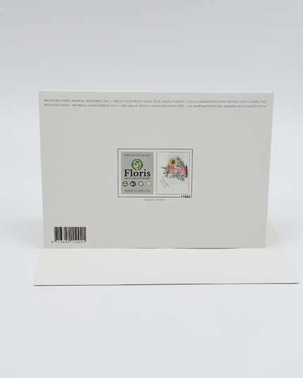 Greeting card boot with flowers (F11002)