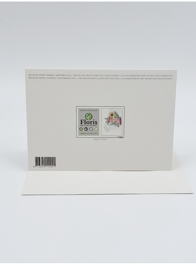 Greeting card boot with flowers (F11002)