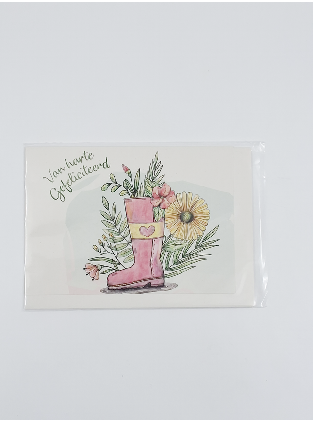 Greeting card boot with flowers (F11002)
