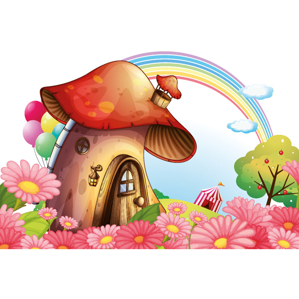 Wenskaart paddenstoel en regenboog (F11003)