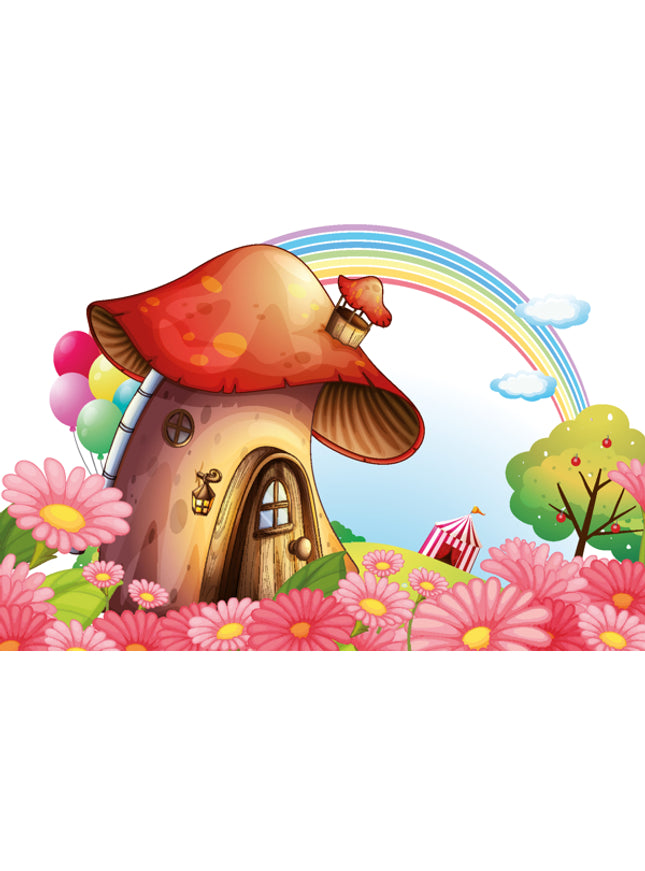 Carte de vœux champignon et arc-en-ciel