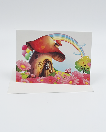 Greeting card mushroom and rainbow (F11003)