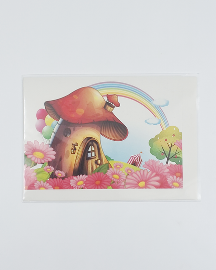 Greeting card mushroom and rainbow (F11003)