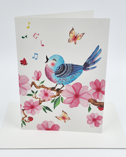Wenskaart vrolijke vogel (F11010)
