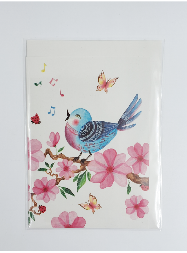 Wenskaart vrolijke vogel (F11010)