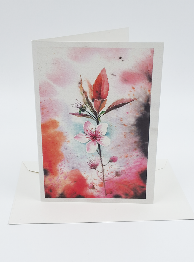 Wenskaart roze kersenbloesem (F11011)