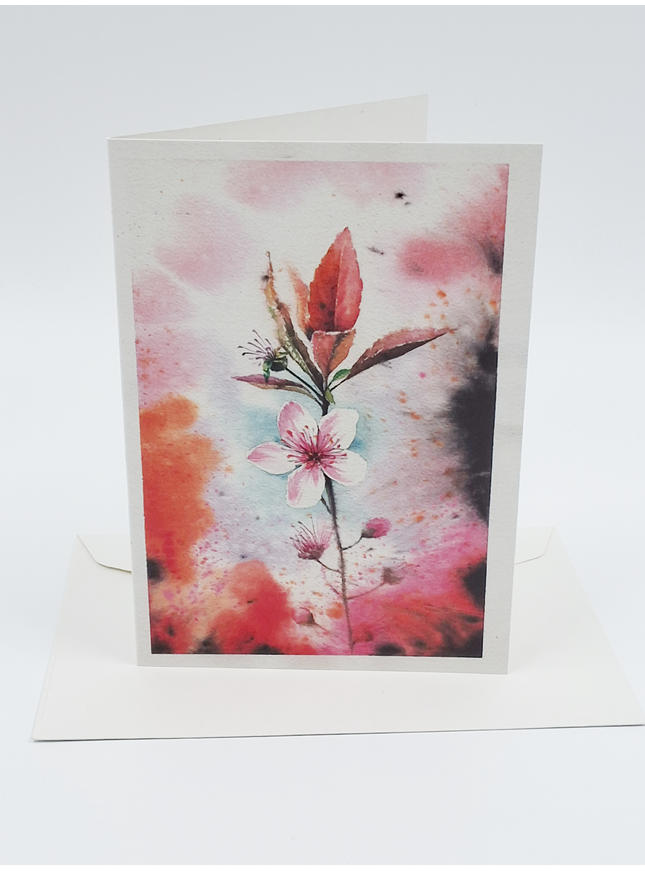 carte de vœux aux fleurs de cerisier roses