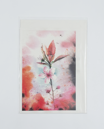 Wenskaart roze kersenbloesem (F11011)