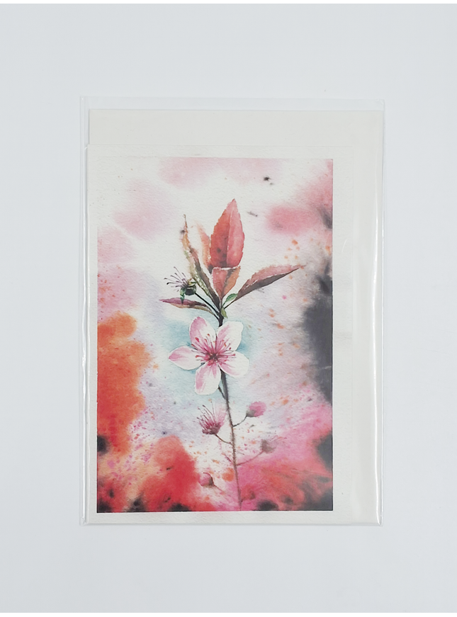 carte de vœux aux fleurs de cerisier roses