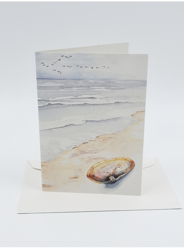 Wenskaart strand met schelp (F11013)