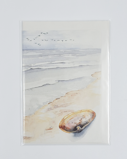 Greeting card beach with shell (F11013)