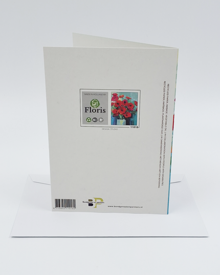 Wenskaart vaas met klaprozen (F11018)