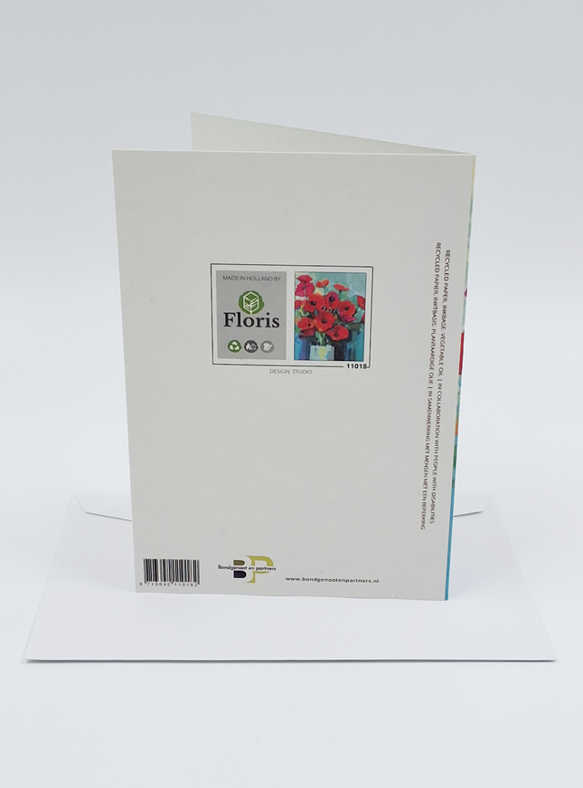 Wenskaart vaas met klaprozen (F11018)