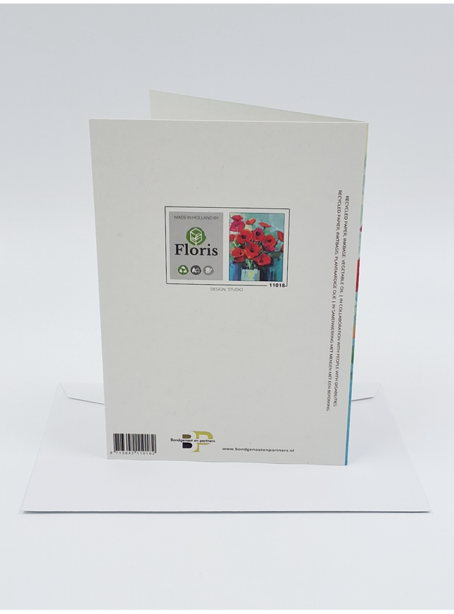 Wenskaart vaas met klaprozen (F11018)