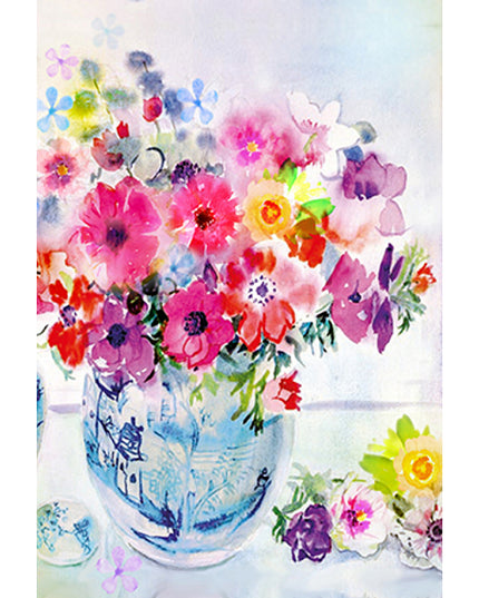 Wenskaart vaas met bloemen (F11034)