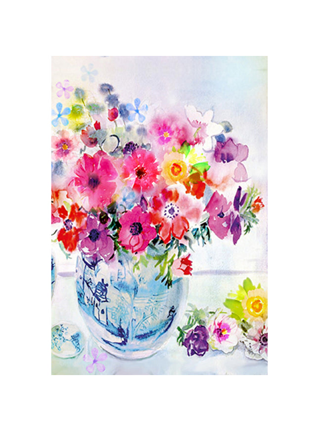 Wenskaart vaas met bloemen (F11034)