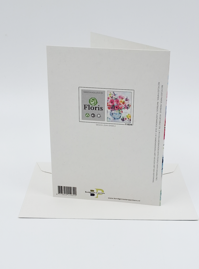 Wenskaart vaas met bloemen (F11034)