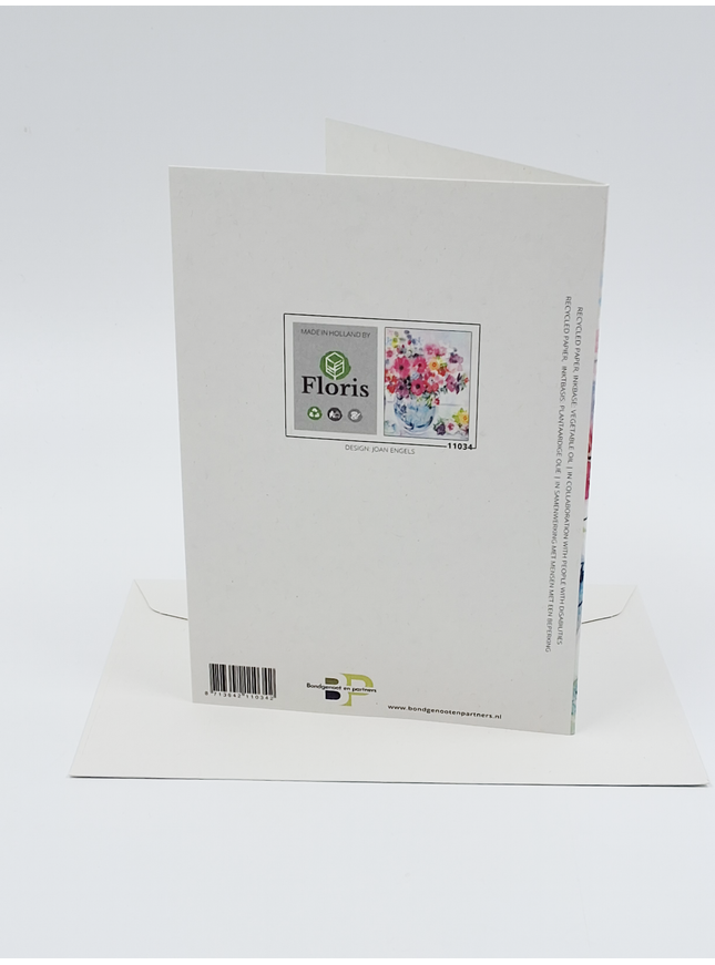 Wenskaart vaas met bloemen (F11034)