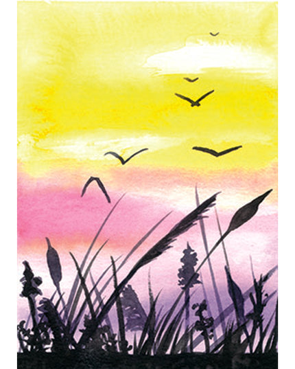 Wenskaart riet en vogels (F11044)