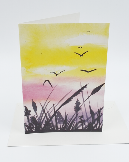 Wenskaart riet en vogels (F11044)