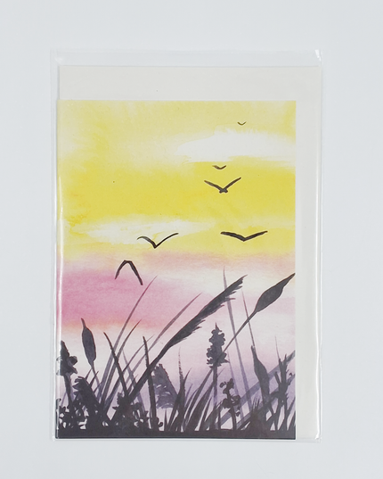 Wenskaart riet en vogels (F11044)
