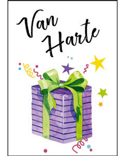 Wenskaart van harte cadeautje (F11048)