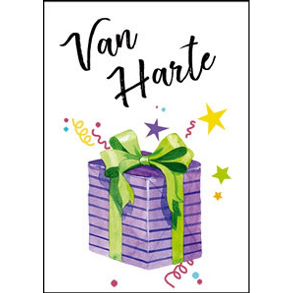 Wenskaart van harte cadeautje (F11048)