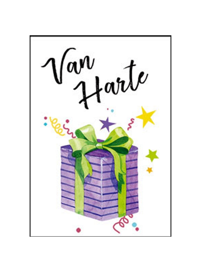 Wenskaart van harte cadeautje (F11048)