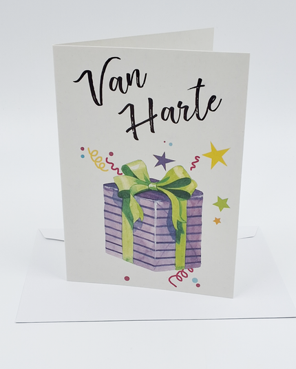 Wenskaart van harte cadeautje (F11048)