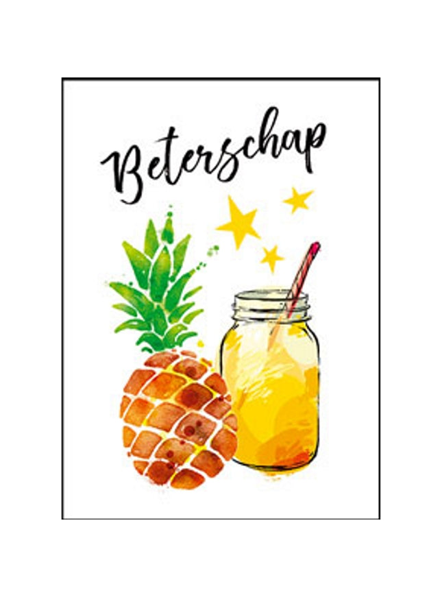 Wenskaart beterschap ananas (F11051)