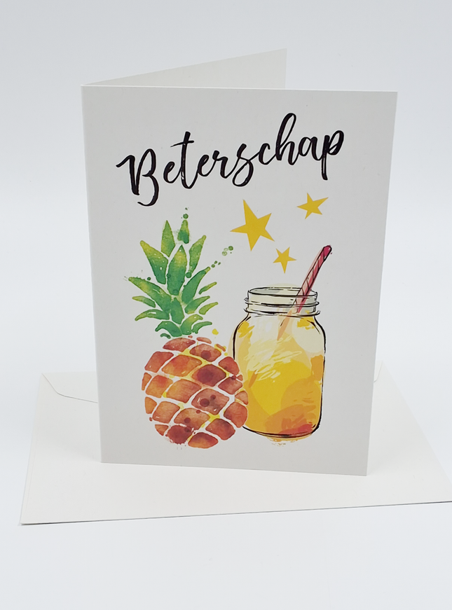 Wenskaart beterschap ananas (F11051)