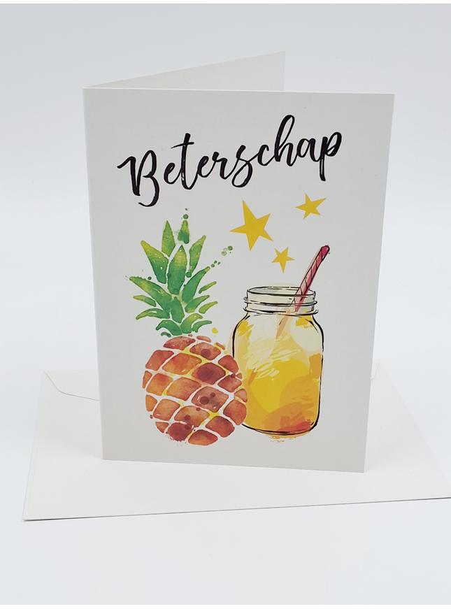 Wenskaart beterschap ananas (F11051)