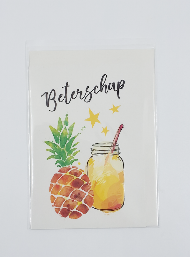 Wenskaart beterschap ananas (F11051)
