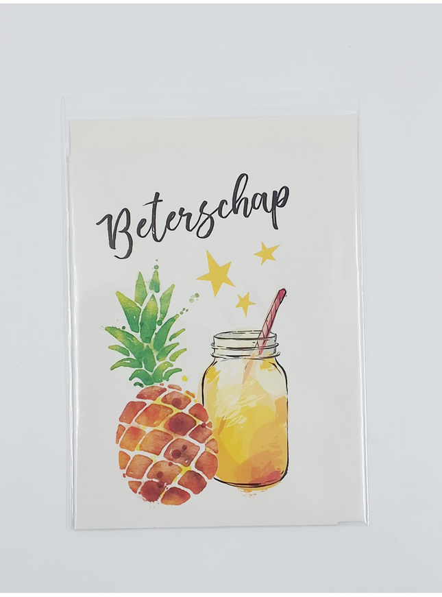 Wenskaart beterschap ananas (F11051)
